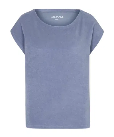 Juvia Round Neck Short Sleeve T-shirt In Blue