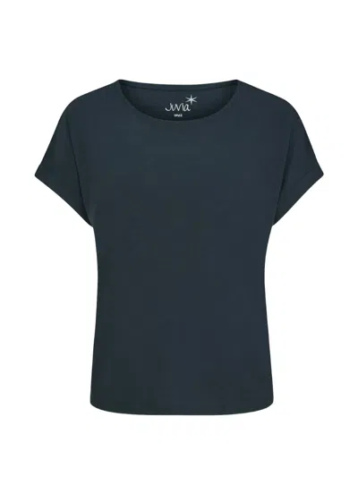 Juvia Slub-texture Boxy T-shirt In Blue
