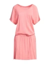 Juvia Woman Mini Dress Coral Size L Cotton, Viscose In Red