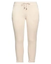 Juvia Woman Pants Beige Size L Cotton, Polyester In Beige