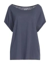 Juvia Woman T-shirt Navy Size Xl Cotton, Viscose In Navy