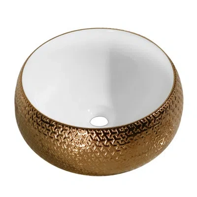 Juvia Zita Vitreous China Circular Vessel Bathroom Sink In Gold