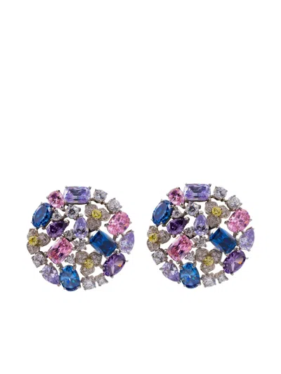 Juwelina Paris Lucia Blossom Earrings In Blue