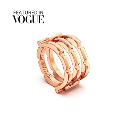 Juzzle Jewelry Women's Rose Gold-plated Silver Puzzle Ring