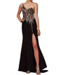 Jvn 0ne Shoulder Jersey Gown In Black In Black