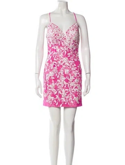 Pre-owned Jvn By Jovani Floral Print Mini Dress In Pink