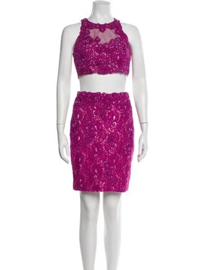 Pre-owned Jvn By Jovani Lace Pattern Skirt Set In Pink