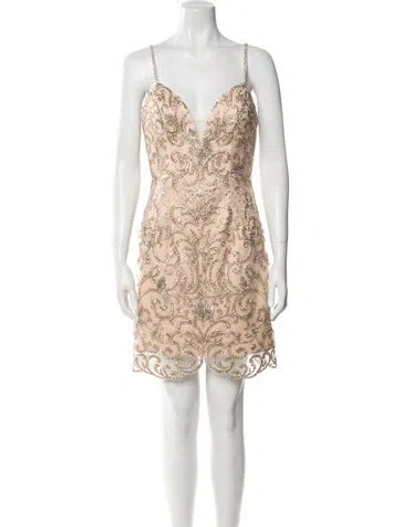 Pre-owned Jvn By Jovani Mesh Mini Dress W/ Tags In Neutral