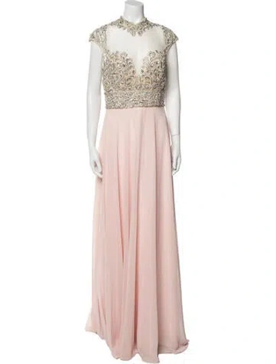 Pre-owned Jvn By Jovani Mock Neck Long Dress In Pink