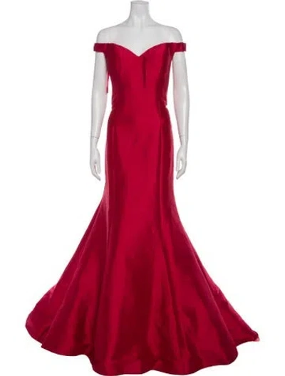 Pre-owned Jvn By Jovani Off-the-shoulder Long Dress In Red