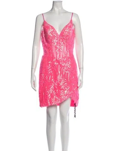 Pre-owned Jvn By Jovani Patterned Mini Dress In Pink
