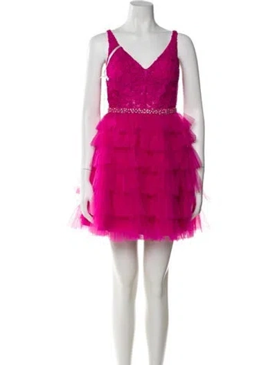 Pre-owned Jvn By Jovani Patterned Mini Dress W/ Tags In Pink