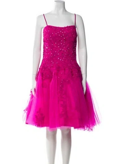 Pre-owned Jvn By Jovani Square Neckline Knee-length Dress In Pink