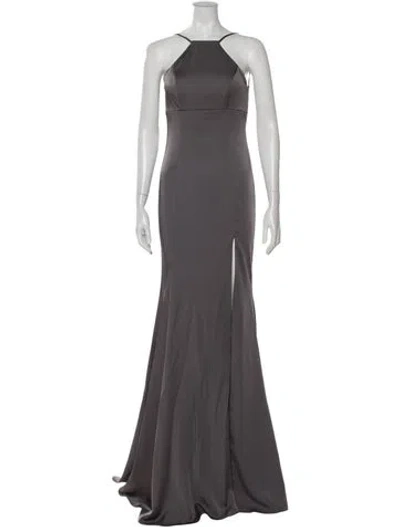 Pre-owned Jvn By Jovani Square Neckline Long Dress In Gray