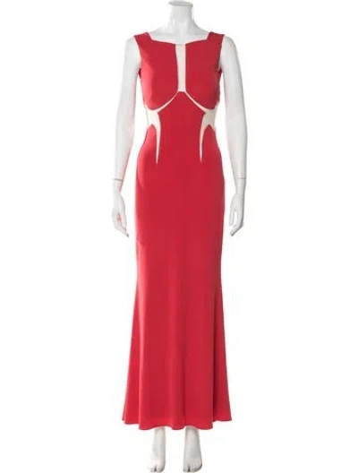 Pre-owned Jvn By Jovani Square Neckline Long Dress In Red