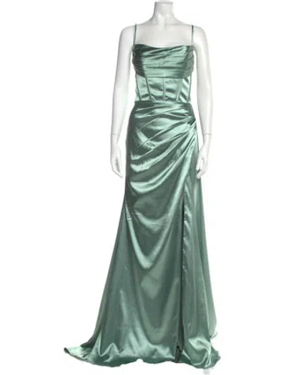 Pre-owned Jvn By Jovani Square Neckline Long Dress W/ Tags In Green
