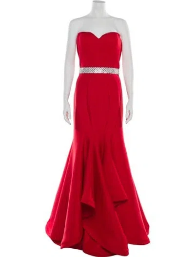 Pre-owned Jvn By Jovani Strapless Long Dress In Red