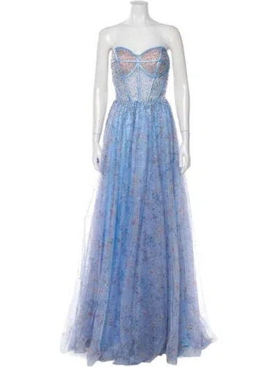 Pre-owned Jvn By Jovani Strapless Long Dress W/ Tags In Blue