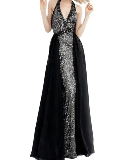 Jvn Lace Prom Dress In Black/nude