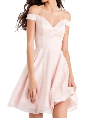 Jvn Off The Shoulder Glitter Prom Dress In Pink
