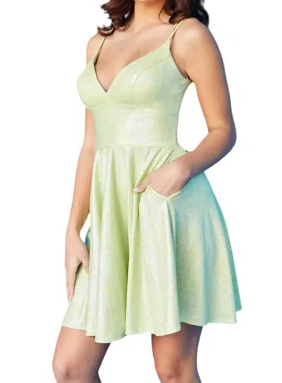 Jvn Spaghetti Straps Empire Waist Prom Dress In Light Green