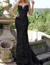 Jvn Steapless Prom Dress In Bronze In Black