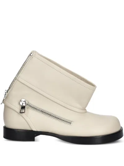 Jw Anderson 30mm Zip-detail Boots In Neutral