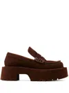 Jw Anderson 50mm Platform Suede Loafers In Brown
