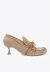 Jw Anderson 55 Suede Loafer Pumps In Taupe