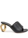 Jw Anderson J. W. Anderson Slip-on Black Leather Sandals With Gold-tone Chain Heel In Black