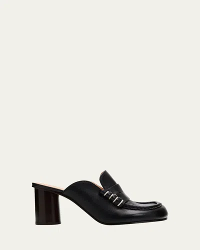 Jw Anderson 70mm Leather Loafer Mules In Black