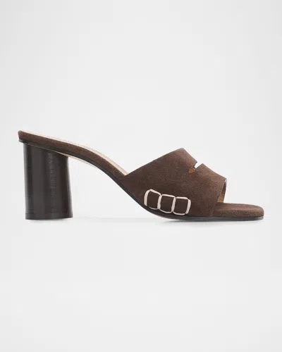 Jw Anderson 75mm Suede Cylindrical-heel Sandals In Brown