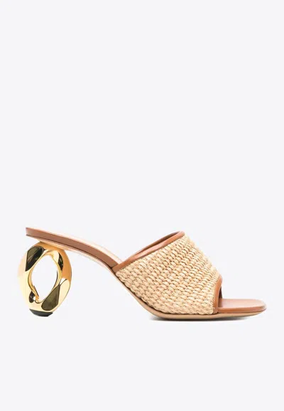 Jw Anderson Raffia Chain-heel Mule Sandals In Natural