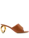 Jw Anderson J. W. Anderson Chain Heel Open Mule Gold Chain In Brown