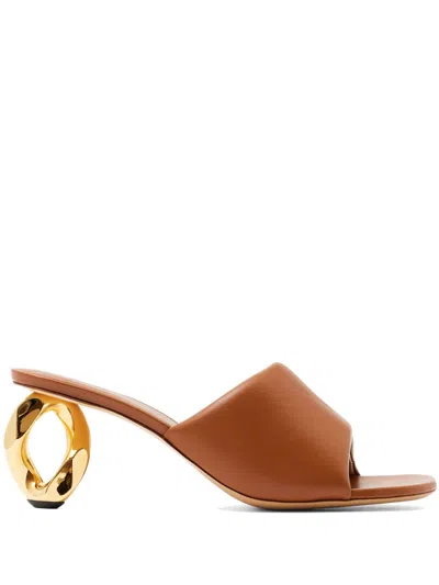 JW ANDERSON 80MM CHAIN-HEEL LEATHER SANDALS