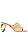 JW ANDERSON JW ANDERSON 80MM CHAIN-HEEL RAFFIA MULES