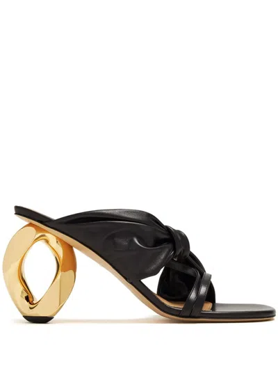 Jw Anderson Black Chain Heel Mules In 001-black