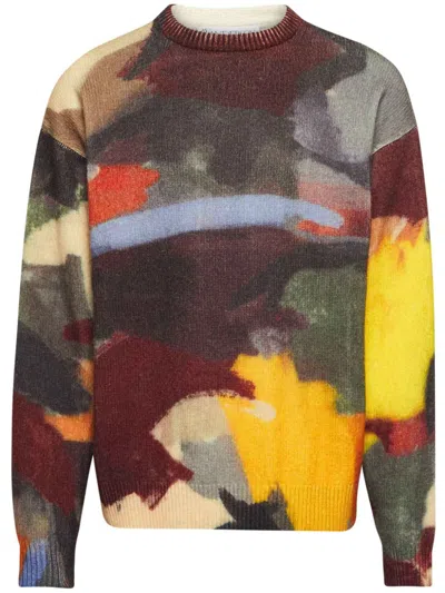 Jw Anderson Abstract-pattern Jumper In Green
