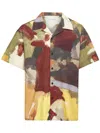 Jw Anderson J. W. Anderson Wide V-neck Short Sleeve Shirt With Abstract Print