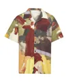 Jw Anderson J. W. Anderson Wide V-neck Short Sleeve Shirt With Abstract Print In Brown