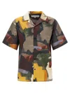 Jw Anderson J. W. Anderson Wide V-neck Short Sleeve Shirt With Abstract Print In Multicolor
