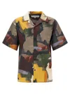 Jw Anderson J. W. Anderson Wide V-neck Short Sleeve Shirt With Abstract Print In Multicolor