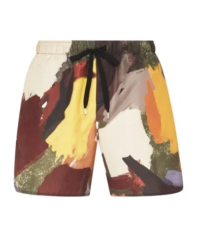 JW ANDERSON JW ANDERSON ABSTRACT-PRINTED DRAWSTRING SWIM SHORTS