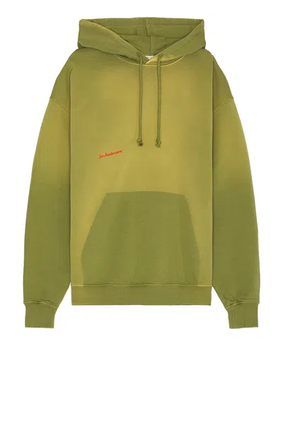 Jw Anderson Aged Logo Hoodie Featuring Drawstring Hood In Green