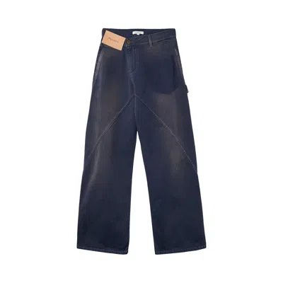Pre-owned Jw Anderson Aged Twisted Workwear Jeans 'navy' | Blue | Men's Size 32