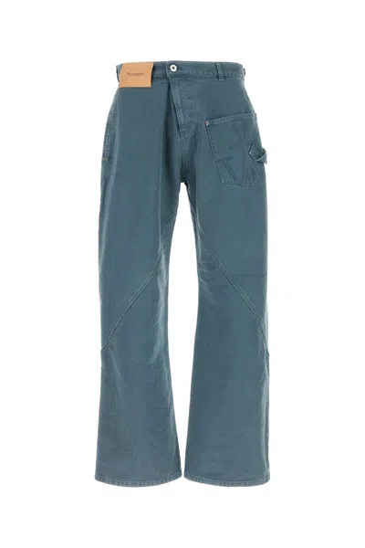 Jw Anderson Twisted Cotton Canvas Wide-leg Pants In Blue