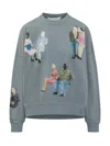 Jw Anderson Mens Steel Blue Relaxed-fit Graphic-print Cotton-jersey Sweatshirt In Blue