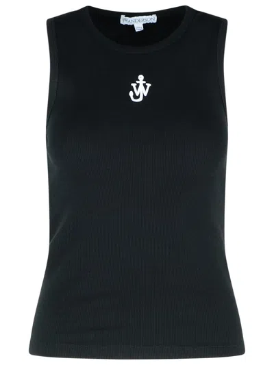 JW ANDERSON JW ANDERSON 'ANCHOR' BLACK COTTON TANK TOP