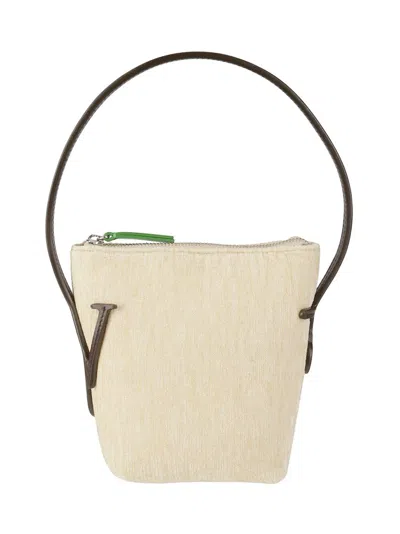 Jw Anderson Anchor Chenille Mini Top Handle Bag In Neutrals