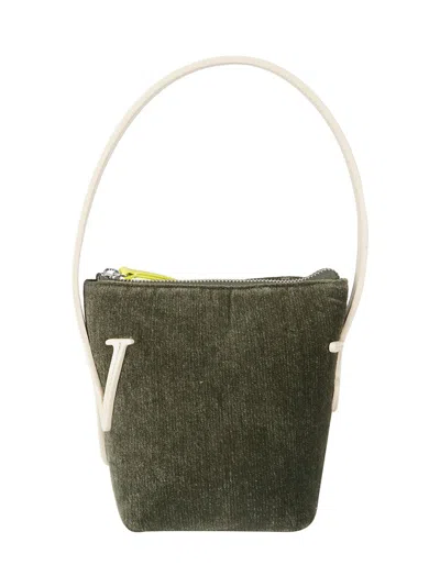 Jw Anderson Anchor Chenille Mini Top Handle Bag In Green